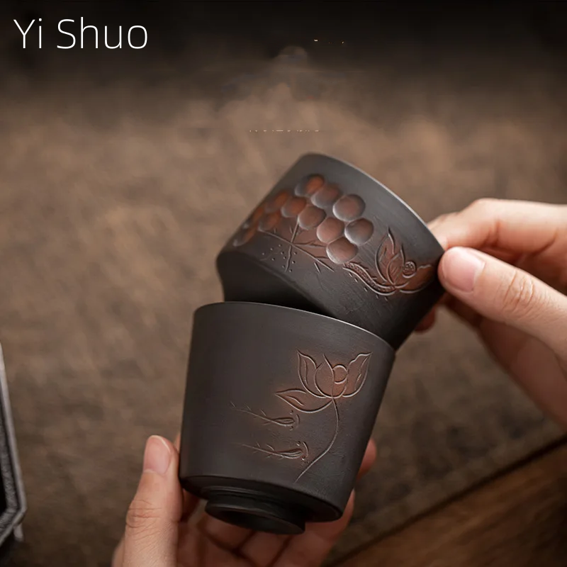 Handmade Ceramic Mug - 雲南建水紫陶茶杯 手作り盲陶カンフー茶杯 茶杯マスターカップ シングルカップボウルマグ