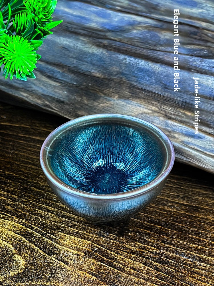 Handmade Ceramic Mug - 手作り景徳鎮黒底銀毛原鉱鉄碗茶碗陶磁器工芸品家庭用功夫茶道用