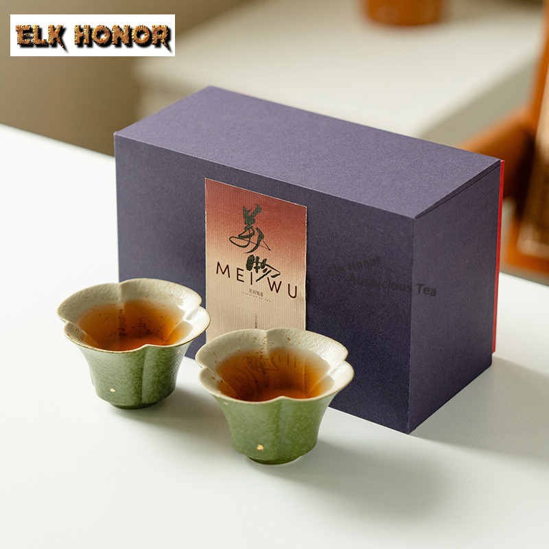Handmade Ceramic Mug - 60ml グリーンタンジェリン ゴールドティーカップ付き 手作りティーボウル マグカップ 茶試し瞑想カップ