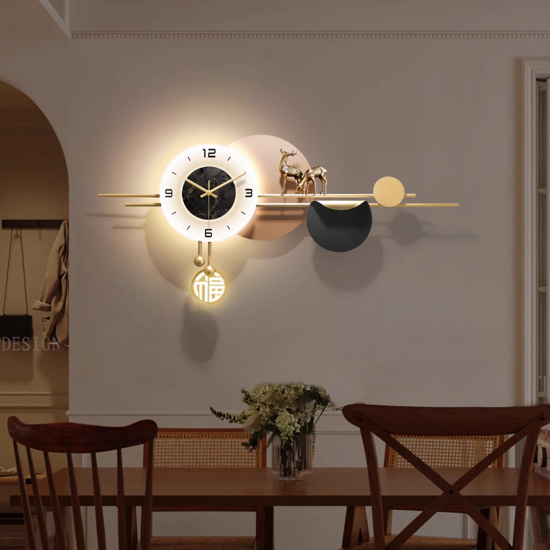 Luxury Lifestyle Living - ライト高級インテリア壁時計 Led 高級現代アート美的レストランキッチン時計壁クリエイティブ大時計壁装飾