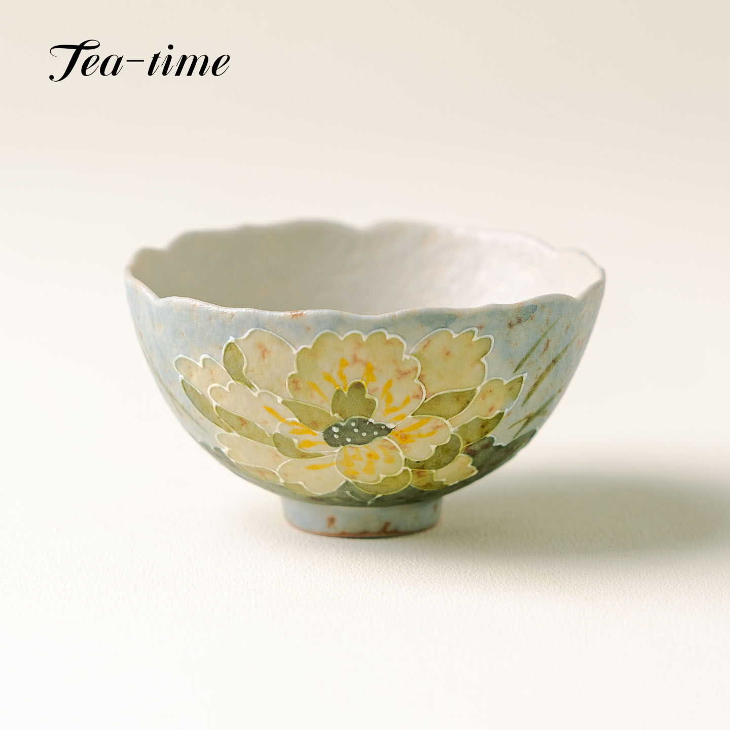 Handmade Ceramic Mug - グリーンロータスティーカップ キャラメル塗装ティーボウルカップ ティーカップ 磁器 セラミック 中国の美しいプエラ