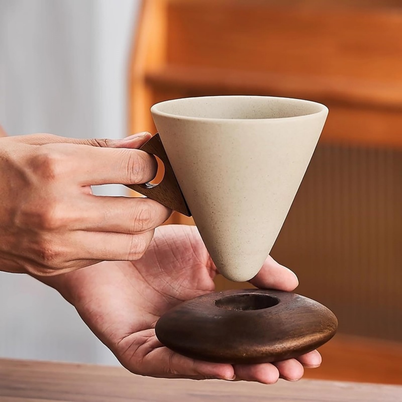 セラミックコーヒーカップ セラミックコーヒーマグ 木製ハンド - Handmade Ceramic Mug のレビューと価格
