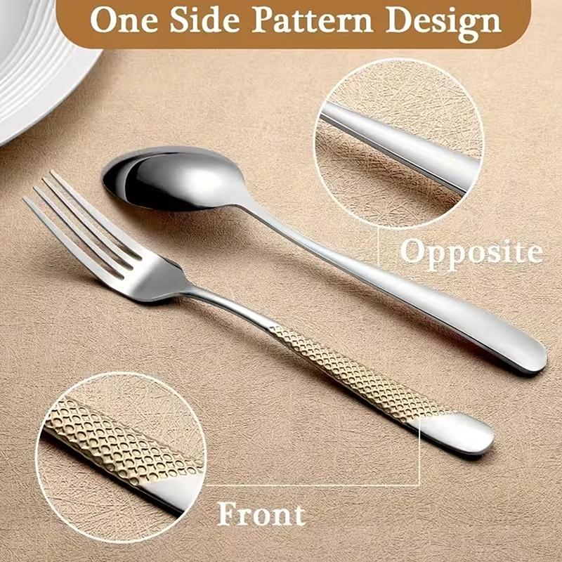 新しいキッチン用品セット ステンレス製スプーンとフォークセッ - Gold Cutlery Flatware のレビューと価格