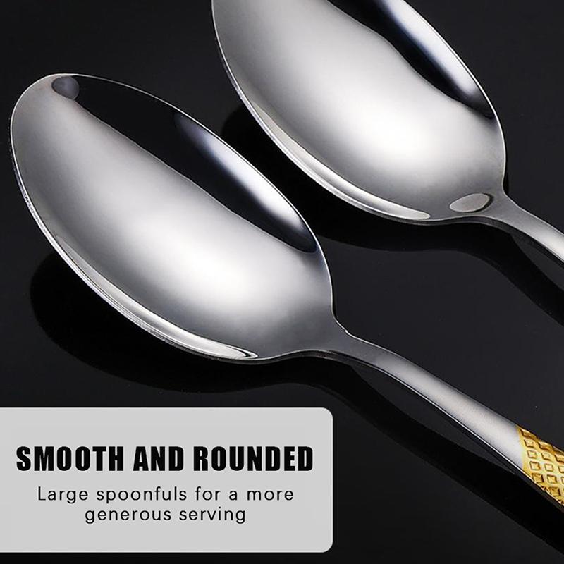 新しいキッチン用品セット ステンレス製スプーンとフォークセッ - Gold Cutlery Flatware のレビューと価格