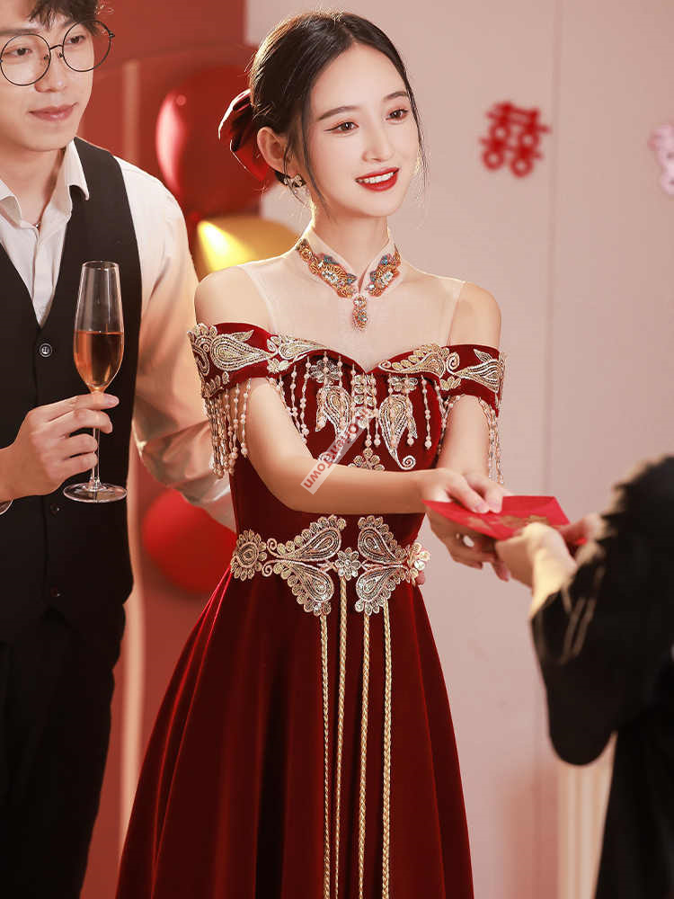 中国風のトーストドレス花嫁のチャイナドレス小柄な人でも日常生 - Luxury Lifestyle Girl のレビューと価格