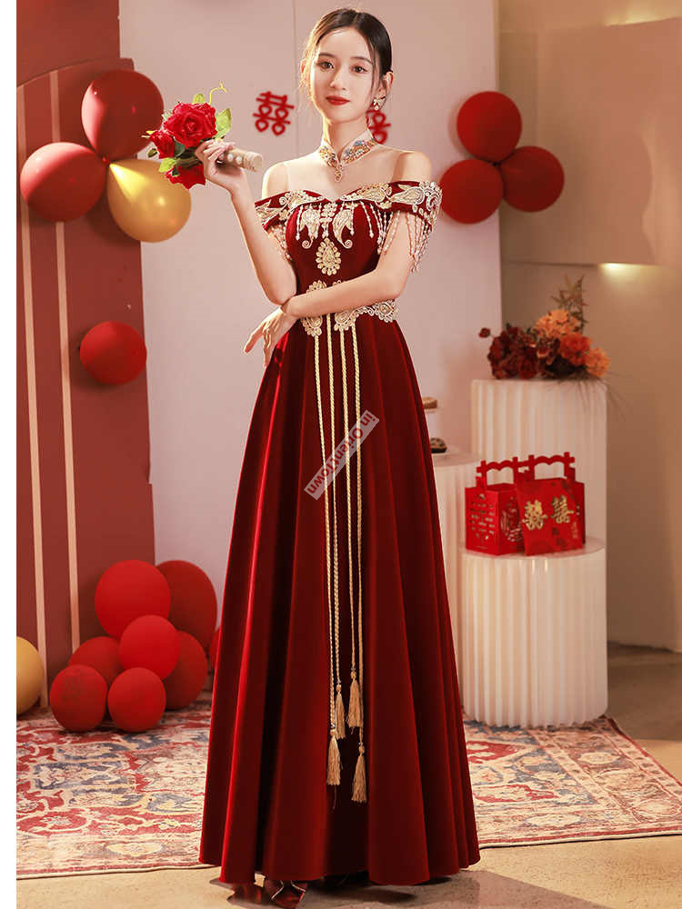 中国風のトーストドレス花嫁のチャイナドレス小柄な人でも日常生 - Luxury Lifestyle Girl のレビューと価格