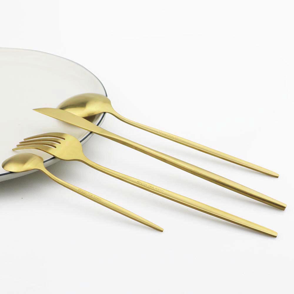 ステンレス製デザート、アイスクリーム、攪拌、コーヒー、小さな - Gold Cutlery Flatware のレビューと価格