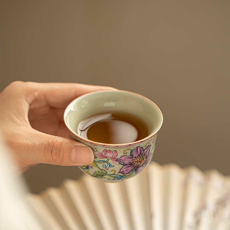 70ml中国製エナメル彩宮廷風セラミック茶碗手作り茶器家庭用 - Handmade Ceramic Mug のレビューと価格