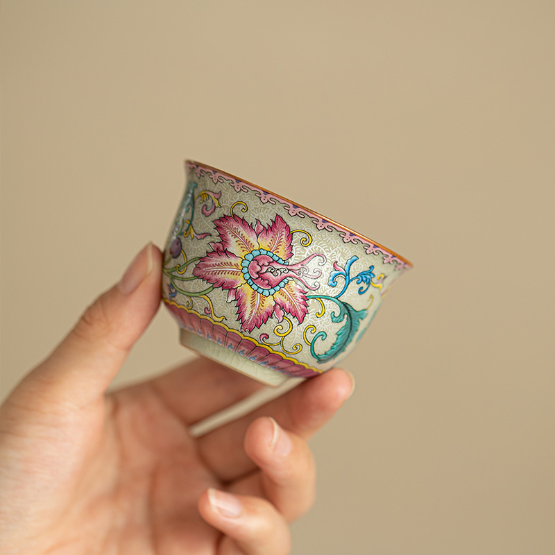 70ml中国製エナメル彩宮廷風セラミック茶碗手作り茶器家庭用 - Handmade Ceramic Mug のレビューと価格