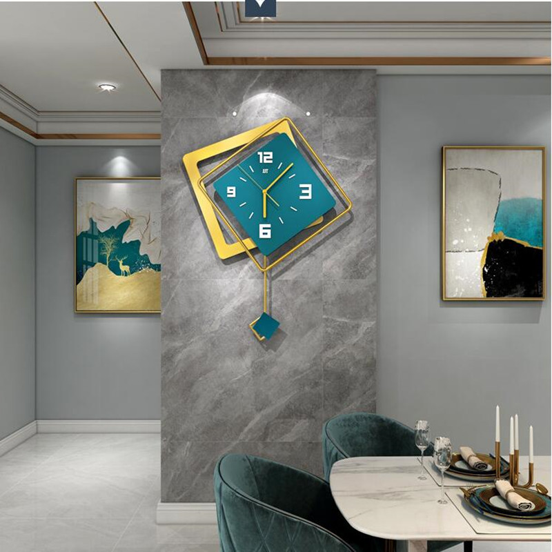 3D 北欧正方形スイング壁時計リビングルームミニマリスト家の - Luxury Lifestyle Living のレビューと価格