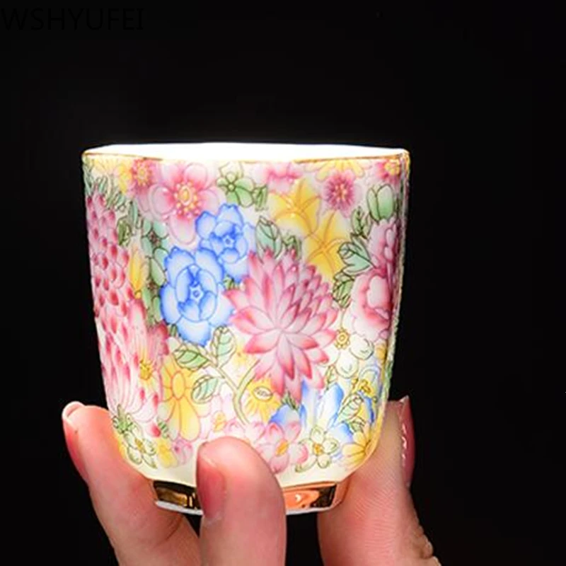 景徳鎮陶磁器手描きティーカップカラーエナメル花柄マスターカッ - Handmade Ceramic Mug のレビューと価格