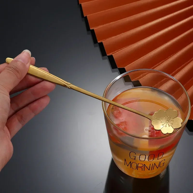 ステンレス鋼チェリーローズフラワーゴールドスクープコーヒース - Gold Cutlery Flatware のレビューと価格