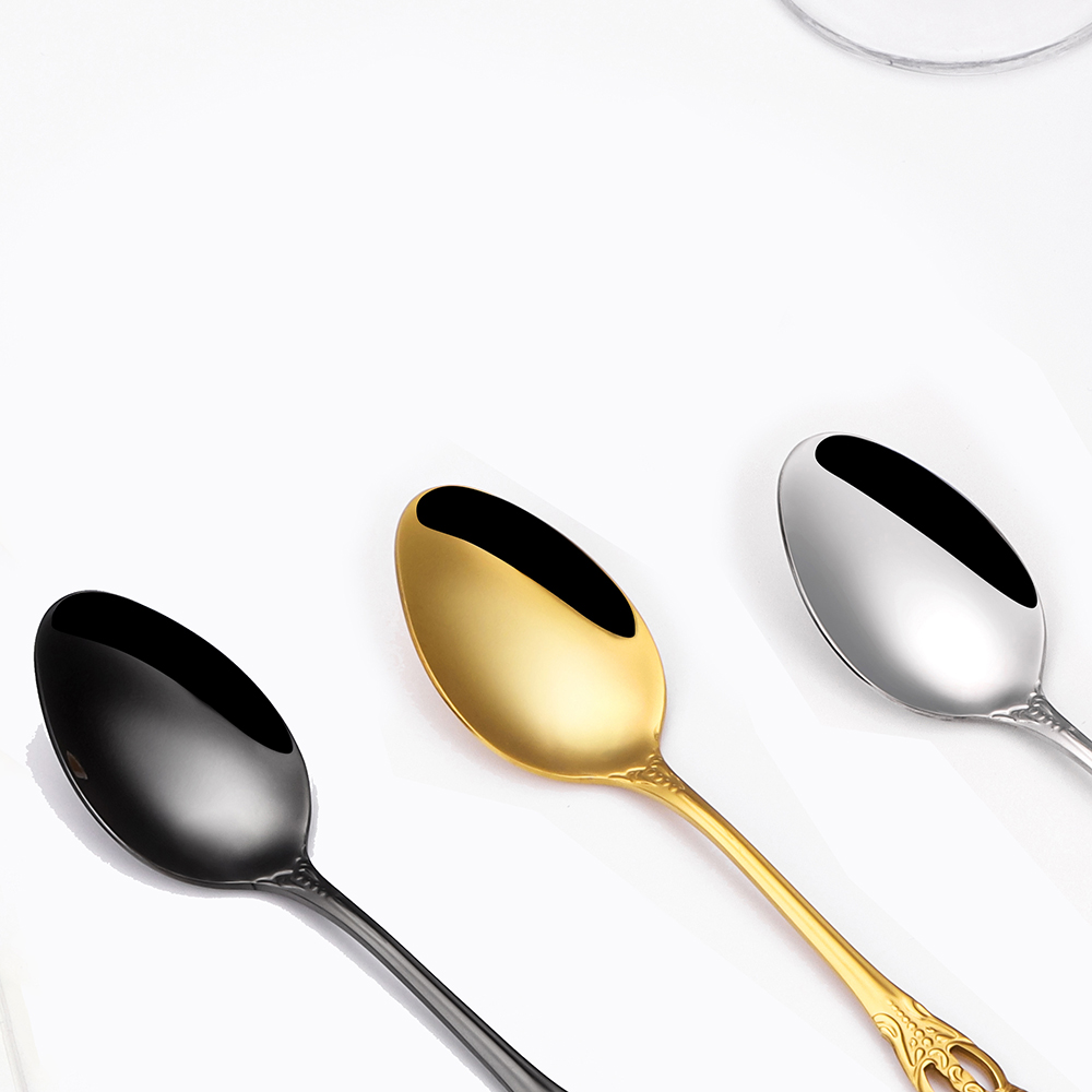 ステンレス鋼のデザートスプーン,アイスクリームを作るためのキ - Gold Cutlery Flatware のレビューと価格