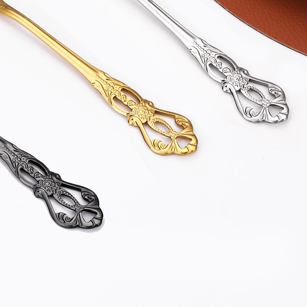 ステンレス鋼のデザートスプーン,アイスクリームを作るためのキ - Gold Cutlery Flatware のレビューと価格